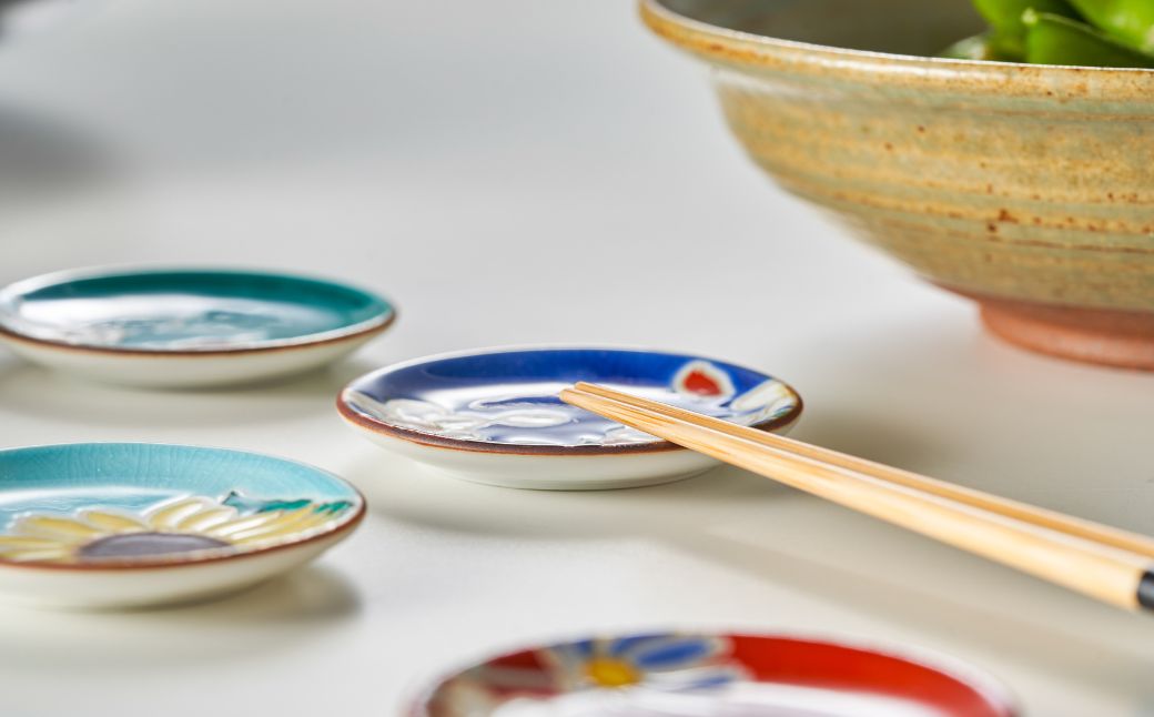 姫皿 はしおき 四季の花 5枚セット 九谷焼｜石川県 小松市 打田平太郎商店