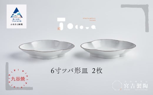磁器白九谷「６寸ツバ形皿」２枚