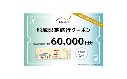 日本旅行 地域限定旅行クーポン 60,000円分 旅行 クーポン 利用券 チケット 旅行クーポン 宿泊 宿 旅館 ホテル レジャー 体験 交通 観光 トラベル 加賀市 復興 震災 コロナ 能登半島地震復興支援 北陸新幹線 F6P-1020