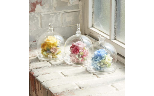 プリザーブドフラワー ガラスドームアレンジ スモールワールド イエロー 枯れない花 花 フラワー アレンジメント 飾り インテリア 結婚祝い 誕生日 復興 震災 コロナ 能登半島地震復興支援 北陸新幹線 F6P-1366
