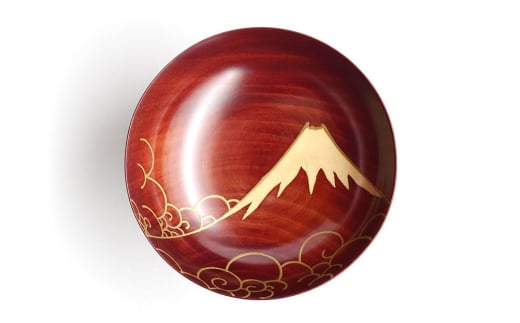 赤富士蒔絵盃　（赤摺） F6P-0407