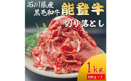 能登牛切り落とし 500g×2p（1kg）牛肉 最高級 切り落とし 焼肉 黒毛和牛 能登牛 F6P-2403