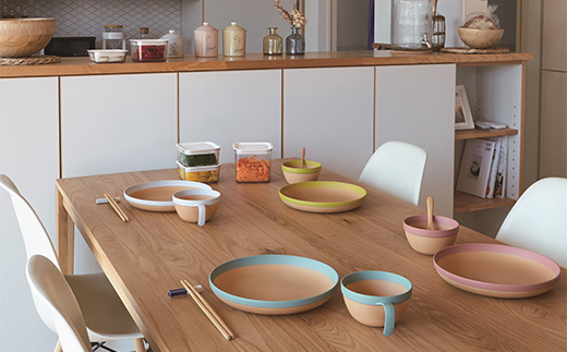 MUSUBI塗り分け 食器セット グリーン 山中漆器 山中塗 軽量 ナチュラル 自然 おしゃれ ギフト F6P-1978