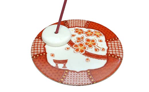 九谷焼 お香立て＆プレートセット 丸型　-四季-　春の麗（うらら）お香立て プレート 九谷焼 ふるさと納税 加賀市 F6P-2547