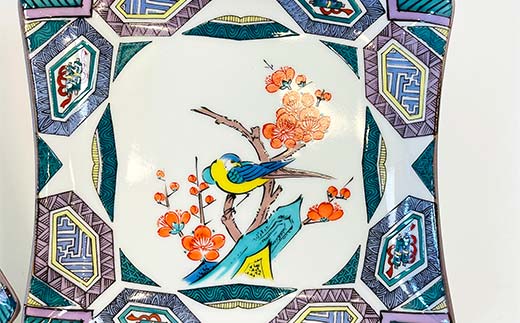 九谷焼 皿揃 古九谷花鳥絵変り 5枚組 食器 お皿 日本製 ギフト プレゼント F6P-2850