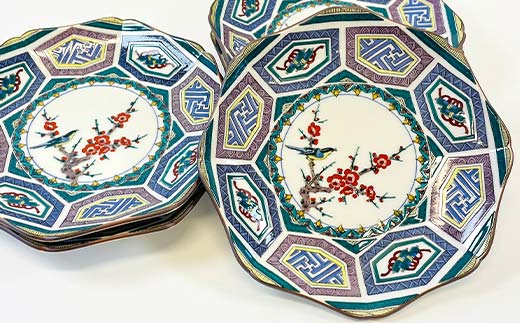 九谷焼 皿揃 古九谷風 5枚組 食器 お皿 日本製 ギフト プレゼント F6P-3146