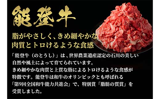 【和牛セレブ】能登牛 切り落とし 1kg（500g×2P）【2026年1月以降発送】牛 牛肉 ビーフ 肉 黒毛和牛 能登牛 和牛セレブ F6P-2530