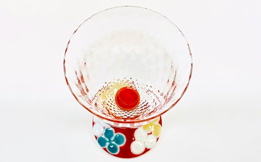 九谷和グラス ワイングラスクローバー（レッド） 工芸品 グラス コップ 食器 F6P-3155