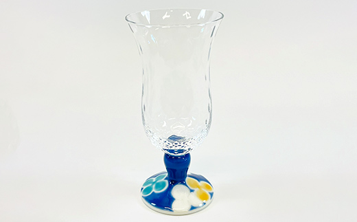 九谷和グラス 冷酒グラスクローバー（ブルー） 工芸品 グラス コップ 食器 F6P-3152