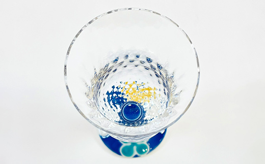 九谷和グラス 冷酒グラスクローバー（ブルー） 工芸品 グラス コップ 食器 F6P-3152