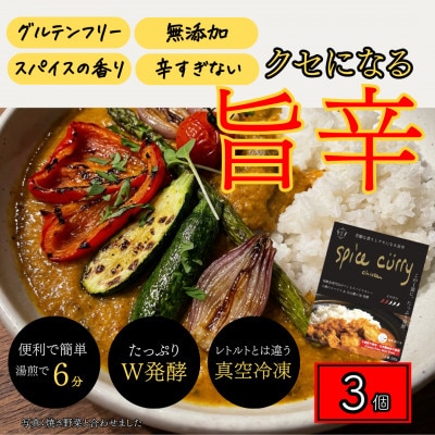 発酵スパイスカレー3個 ★5種のスパイスと白山麓のW発酵 芳醇な香り&クセになる旨辛 グルテンフリー【配送不可地域：離島】【1376651】