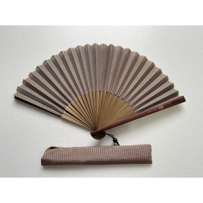牛首紬　扇子セット(親彫木玉付):茶【1565254】