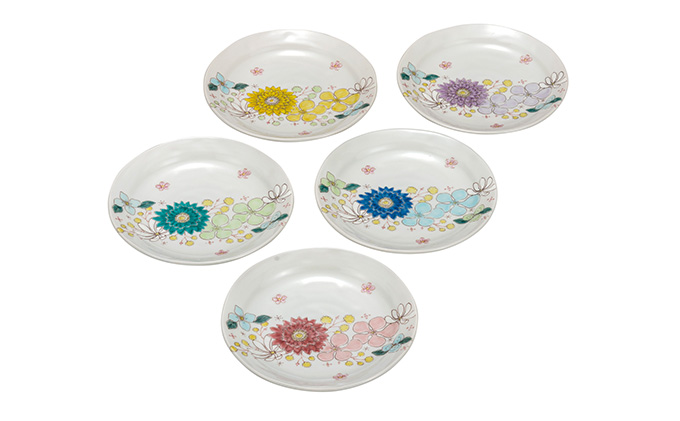 九谷焼 5.2号皿揃/花はな a01 工芸品 豆皿 結婚 引き出物 金婚式 誕生日プレゼント 還暦祝い 古希 喜寿 米寿 退職 定年 プレゼント お祝い お返し お礼