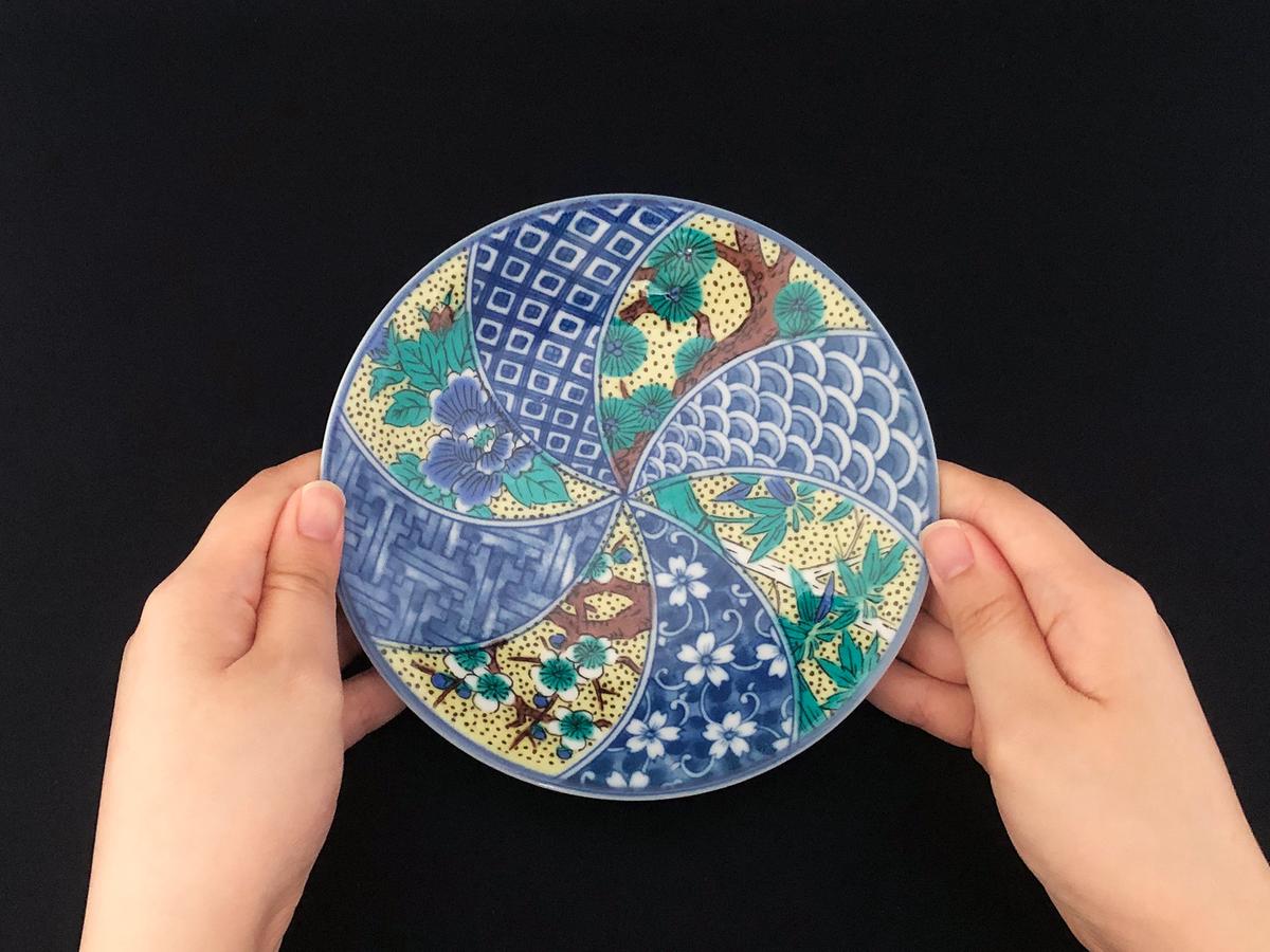 九谷焼　5.5号皿揃　吉田屋松竹梅 （5枚セット）a01 食器 キッチン雑貨 キッチンアイテム 雑貨 小物 お皿 丸皿 食卓 テーブルコーディネート 