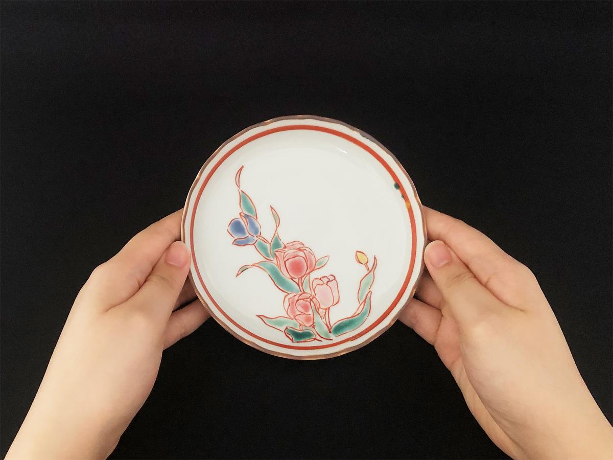 九谷焼　4.5号皿揃　草花絵変り （5枚セット）a01 食器 キッチン雑貨 キッチンアイテム 雑貨 小物 お皿 丸皿 食卓 テーブルコーディネート 