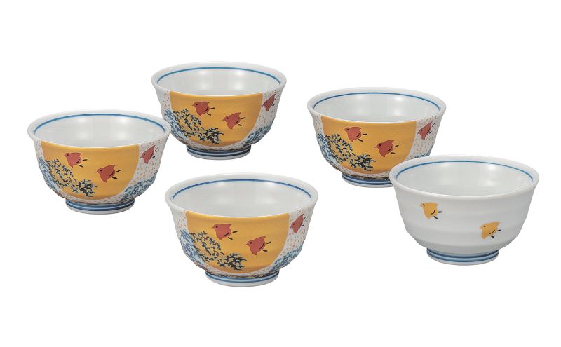 九谷焼 汲出揃・波千鳥