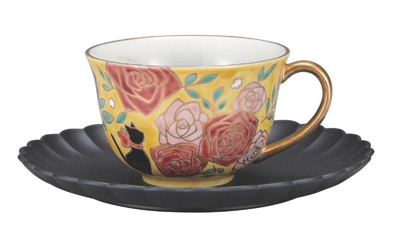 九谷焼　カップ＆ソーサー・黒猫