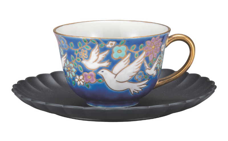 九谷焼　カップ＆ソーサー・白鳩