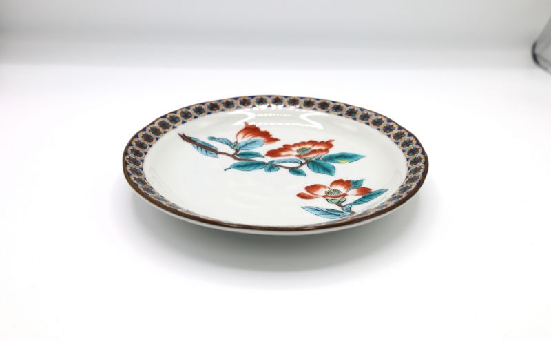 九谷焼 6号皿揃・金襴小紋五草花(5枚組)