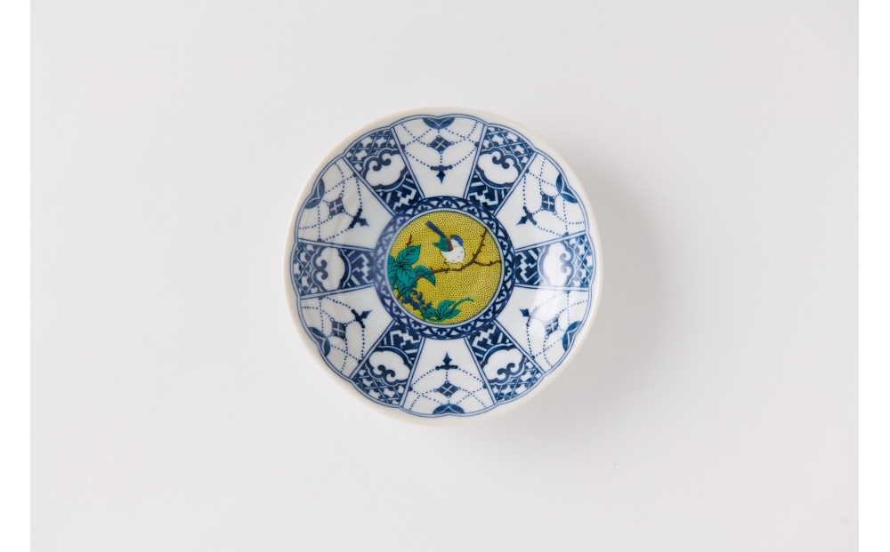 ４号皿揃　染付瓔珞文時代画風