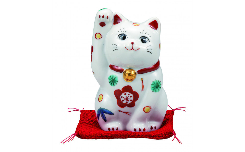 九谷焼　3.5号招き猫　松竹梅（布団付） a05