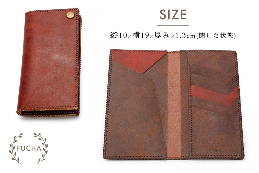 長財布 コインポケット なし オリーブ [FUCHA 石川県 志賀町 CJ5015-g] Long Wallet I イタリアンレザー プエブロレザー ハンドメイド 手縫い 革製品 本革