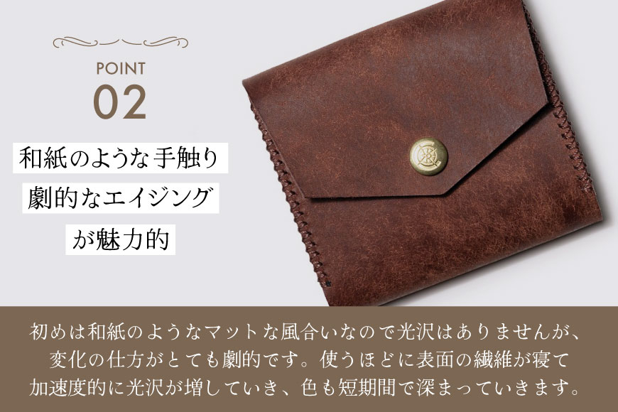 二つ折り財布 オリーブ [FUCHA 石川県 志賀町 CJ5008-g] Half Wallet イタリアンレザー プエブロレザー ハンドメイド 手縫い 革製品 本革