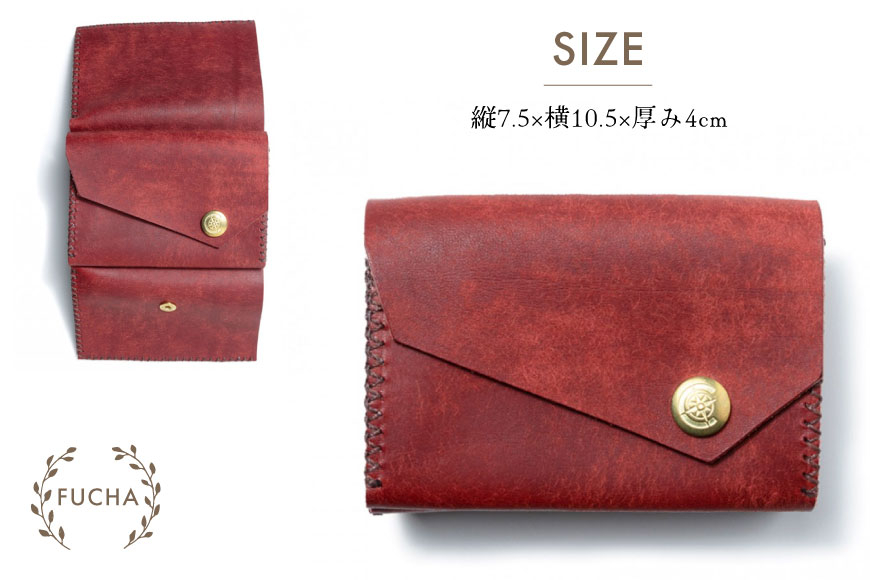三つ折り財布 イエロー [FUCHA 石川県 志賀町 CJ5009-f] Mini Wallet イタリアンレザー プエブロレザー ハンドメイド 手縫い 革製品 本革