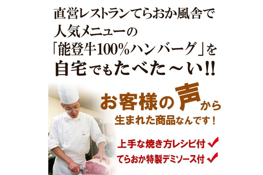 ハンバーグ 特選能登牛(A4等級以上)100%ハンバーグ 120g 5個 計600g 冷凍 [寺岡畜産 (てらおか風舎) 石川県 志賀町 AA4199] 能登牛 肉 お肉 おにく 牛肉 牛 A4 デミグラスソース 真空パック 個包装 化粧箱 てらおか ふるさと納税