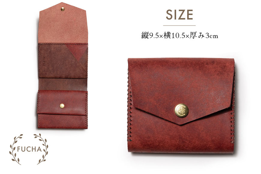 二つ折り財布 キャメル [FUCHA 石川県 志賀町 CJ5008-d] Half Wallet イタリアンレザー プエブロレザー ハンドメイド 手縫い 革製品 本革