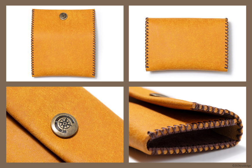 コンパクト 財布 イエロー [FUCHA 石川県 志賀町 CJ5001-f] Compact Wallet イタリアンレザー プエブロレザー ハンドメイド 手縫い 革製品 本革