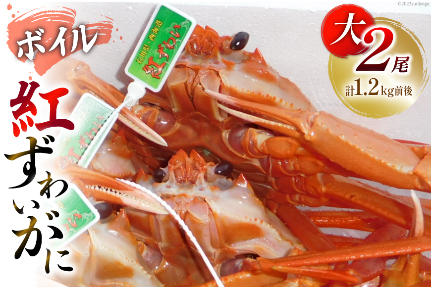 【能登半島 漁協直送】 ボイル 紅ズワイガニ（大サイズ）２尾 計1.2kg前後 [JF西海 石川県 志賀町 AM4223] 蟹 カニ かに ズワイガニ ずわいがに
