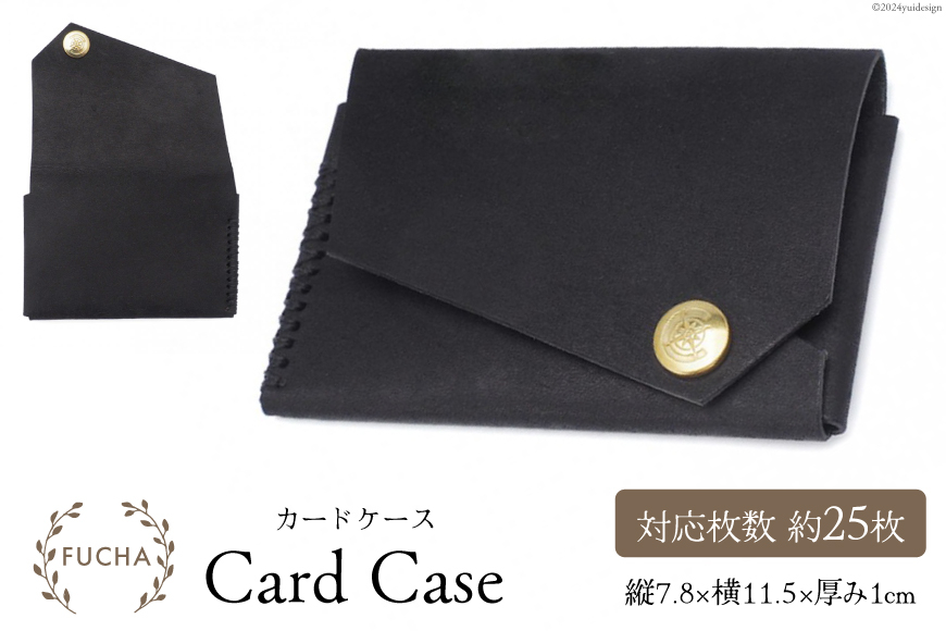 カードケース ブラック [FUCHA 石川県 志賀町 CJ5007-b] Card Case  イタリアンレザー プエブロレザー ハンドメイド 手縫い 革製品 本革 名刺入れ