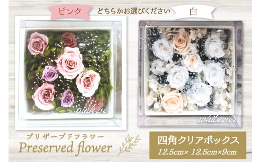 花 プリザーブドフラワー 四角クリアボックス [littleprincess 石川県 宝達志水町 38601236]  お花 プリザーブド フラワー ギフト インテリア 観賞用 小物 お花 花束 長期保存
