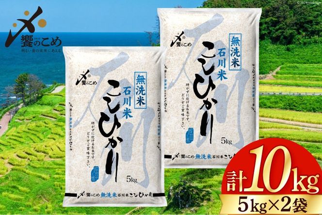 米 令和7年 無洗米 こしひかり 精米 5kg 2袋 計 10kg [中橋商事 石川県 宝達志水町 38601205] お米 こめ コメ 令和7年産 コシヒカリ 白米 ごはん ご飯 5キロ 10キロ 時短 むせんまい 能登 石川