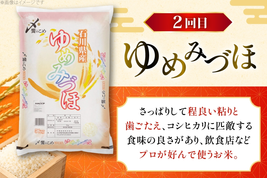 米 定期便 石川のお米 食べ比べ 5kg 3回 計 15kg こしひかり ゆめみづほ ひゃくまん穀 [中橋商事株式会社 石川県 宝達志水町 38601399] 精米 白米 こしひかり お米 おこめ こめ コメ 定期 3ヶ月 ３ヶ月 3か月 5キロ ５キロ