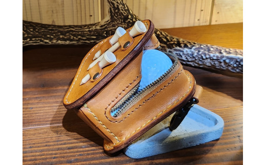 ゴルフボールケース　3個入り（ライトブラウン）【本革 牛革 ゴルフ ゴルフボール ゴルフ用品 ゴルフボールケース ケース おしゃれ オリジナル レザー職人 手縫い フウネレザーファクトリー】 [BFAJ099]