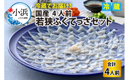 若狭ふぐ てっさセット [冷蔵] 4人前｜【着日指定可能】 てっさ とらふぐ 刺身 福井県産 産地直送 若狭ふぐの宿 下亟【配送不可地域：北海道・沖縄・離島】[BFAF011] トラフグ ふぐ フグ 刺身 てっさ ふぐ刺し ふぐ皮 高級魚 本場 若狭 旬 お取り寄せ 低カロリー 低脂肪 コラーゲン　ブランド 送料無料 料理 満喫 贅沢 高級魚 本場 養殖 ひれ酒