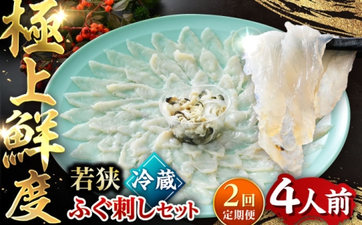 【TVで紹介されました】【2回定期便】若狭ふぐ刺し セット 4人前｜旅サラダ ふぐ フグ 河豚 ふぐ刺し フグ刺し 河豚刺し ふぐてっさ てっさ フグてっさ 河豚てっさ ふぐ 冷蔵 とらふぐ ふぐ刺身   【配送不可地域：北海道・沖縄・離島】  [BFAC010]