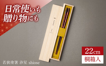 若狭塗箸 汐星 shiose 22cm (G-90627) 食洗器対応 / 箸 塗り箸 福井県 小浜市 / マツ勘 [BFBB022]
