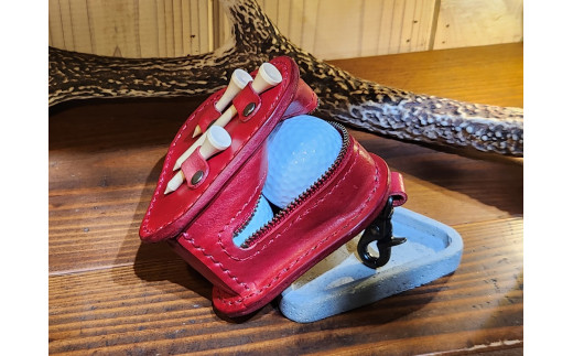 ゴルフボールケース　3個入り（レッド）【本革 牛革 ゴルフ ゴルフボール ゴルフ用品 ゴルフボールケース ケース おしゃれ オリジナル レザー職人 手縫い フウネレザーファクトリー】 [BFAJ100]