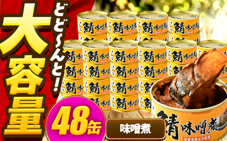 鯖味付缶詰【味噌煮】 48缶 (180g×48缶) / サバ缶 鯖缶 さば缶 鯖 サバ さば 缶詰 小浜市 / 福井缶詰 [BFAB071]