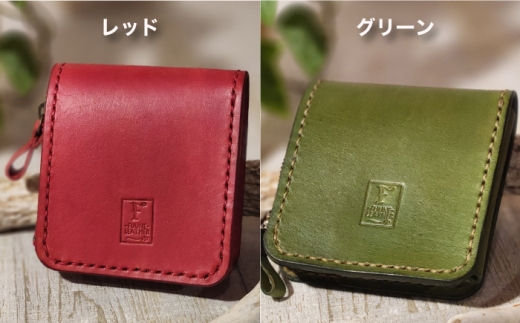 ２つ折りウォレット（ポケット2）【グリーン】 / 本革　サドルレザー 財布  小浜市 / フウネレザーファクトリー [BFAJ194]