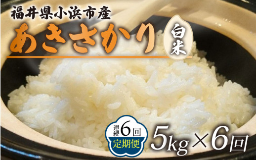 【定期便】【6ヶ月連続お届け】【令和6年産】 福井県産あきさかり 白米5kg×6回 計30kg 若狭の恵 | 米 お米 コメ こめ 白米 精米 30キロ 令和6年度産 [BFAG016]