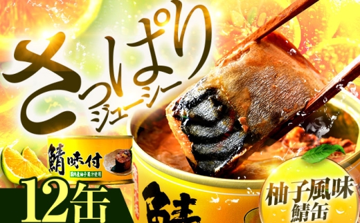 鯖味付缶詰【柚子果汁使用】12缶｜ サバ缶 鯖缶 さば缶 鯖 サバ さば 缶詰 サバ缶詰 鯖缶詰 缶 詰合せ 詰め合せ セット 非常食 防災 備蓄 常温 常備食 保存食 [BFAB023]