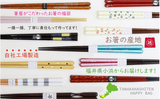 箸屋がこだわったお箸の福袋 5膳入｜日本製 箸 伝統工芸品 日用品 木彫り 木 若狭塗 天然 おしゃれ カラフル 新年 新しいお箸 新生活 新生活準備 5色 塗り箸 国産 送料無料  [BFDC001]