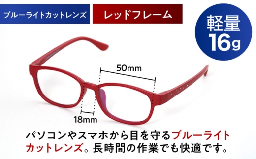 海洋プラスチック アップサイクル オーシャングラス ブルーライトカット (クリア) レンズ レッドフレーム / サングラス 眼鏡 鯖江眼鏡 小浜市 / アノミアーナ [BFDM006]