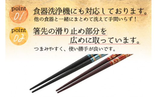 若狭塗箸【食洗機対応】「富士」　2膳入　箸・箸置セット [BFAL004]