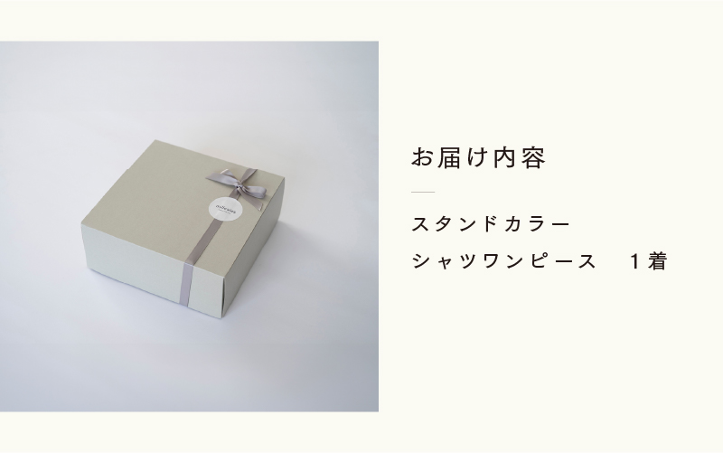 スタンドカラーシャツワンピース 3色 2サイズ展開　オフホワイト（M-L）