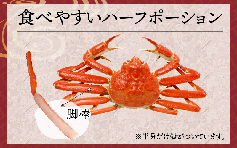 【越前産】【最新の冷凍技術】紅ずわいがに 脚棒のみ ハーフポーション（半むき身） 1.8kg